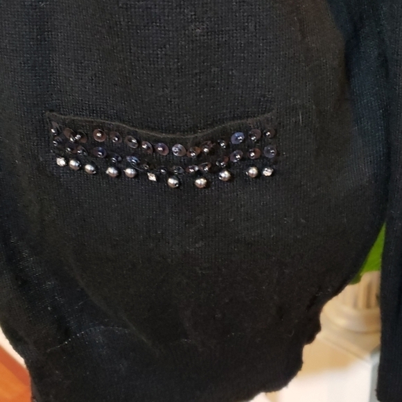 Kerisma Cashmere Blend Black Beaded Cardigan L - Picture 3 of 8